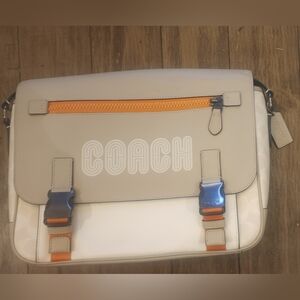 Coach Track Colorblock Gray and Orange Messenger Bag